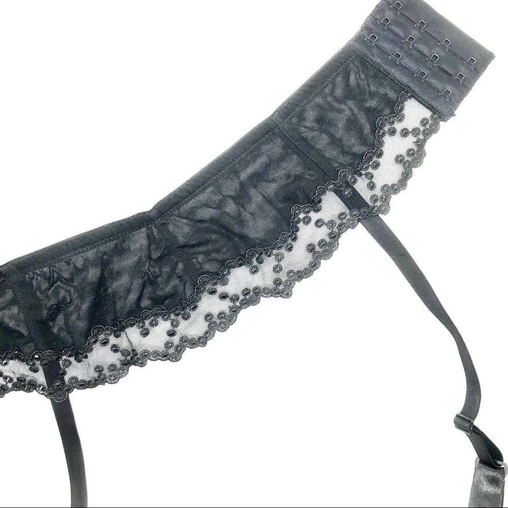Miss Naory Black Garter Belt w/ Swarovski Crystals